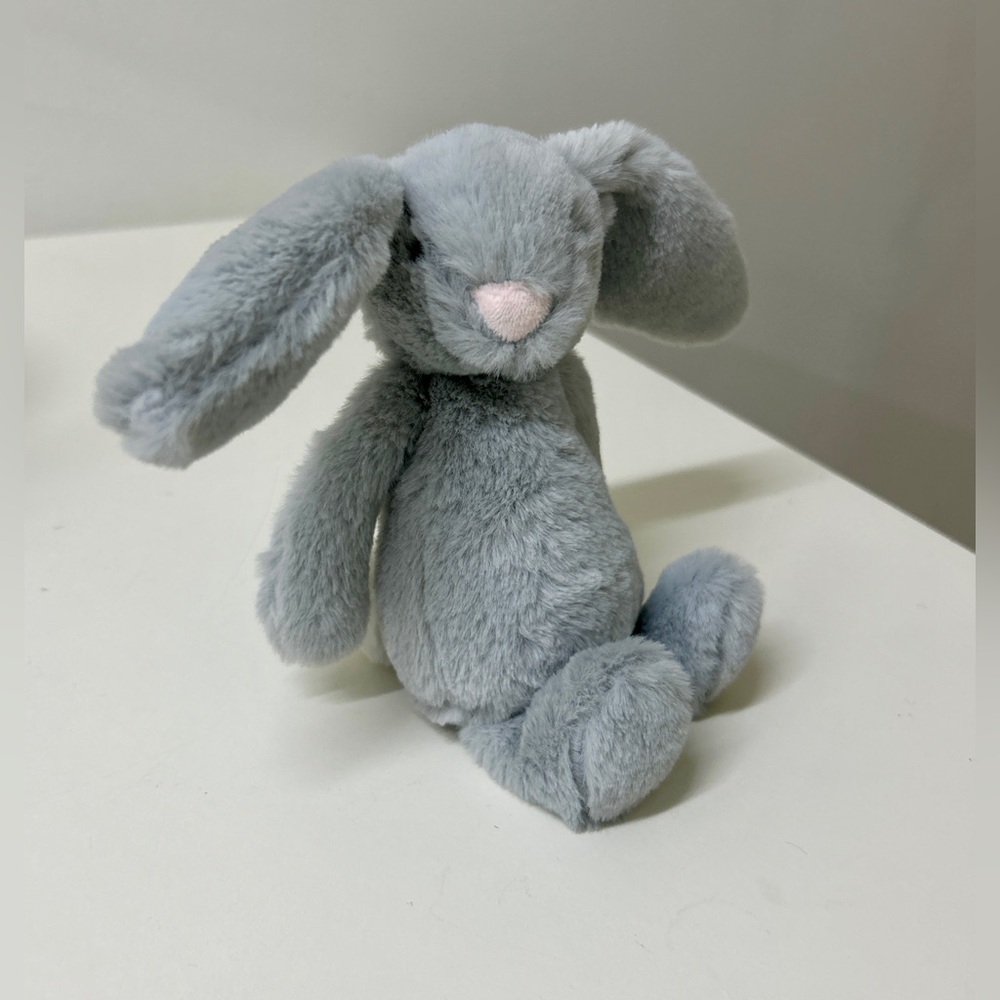 Mud Pie Soft Light Grey Plush Bunny Rabbit Doll
